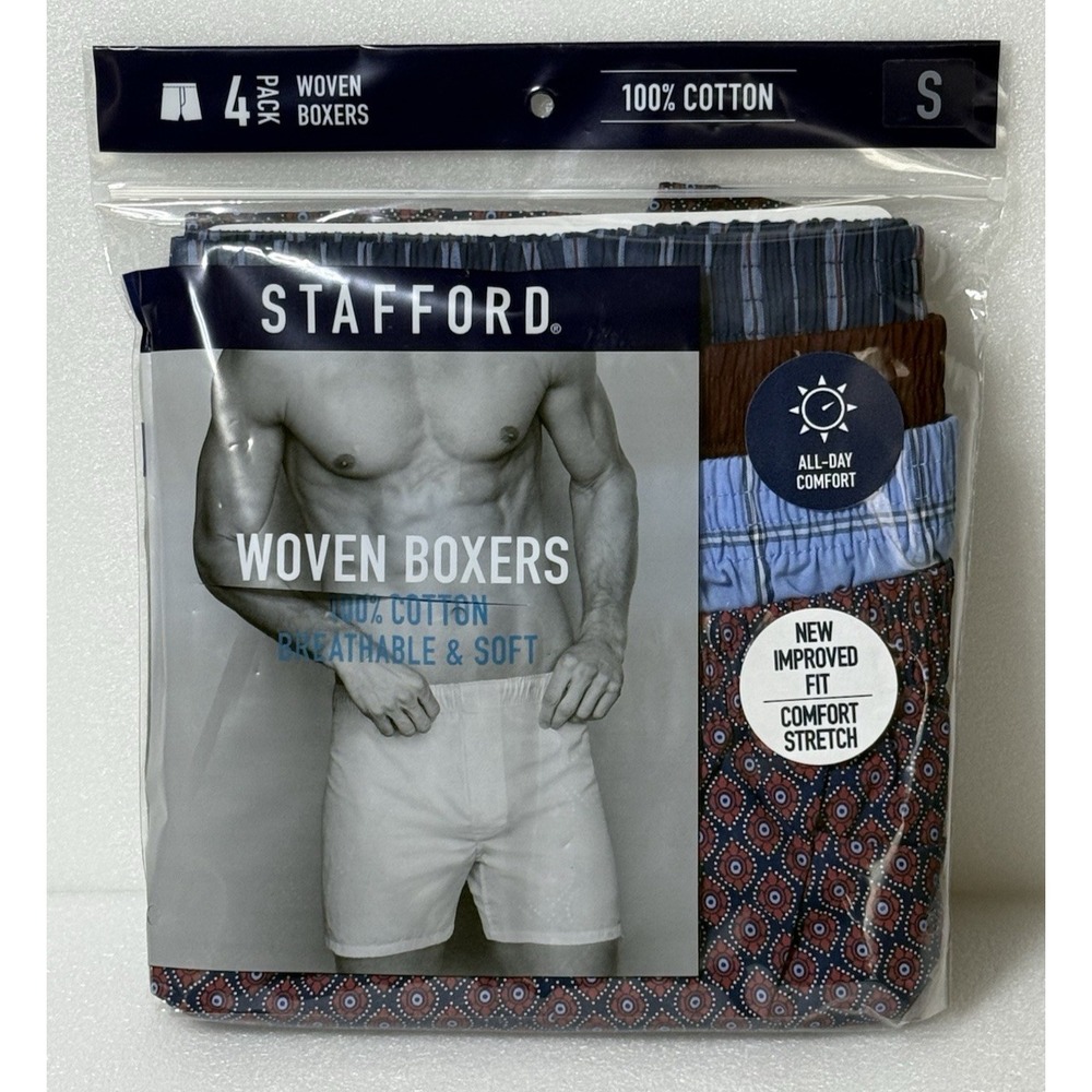 Stafford Woven Boxers Mens Size‎ Small 4 Pack